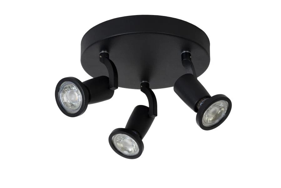 Lucide JASTER-LED - Spot plafond - Ø 20 cm - LED - GU10 - 3x5W 2700K - Noir - UIT